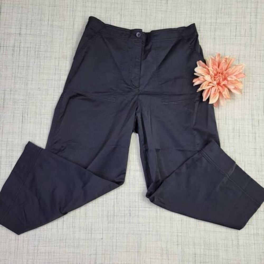 Chico's Cropped Wide Leg Casual Stretch Black Pants Size 1 Medium
